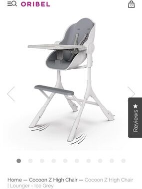 Oribe Cocoon Z High Chair — Ice Grey and White